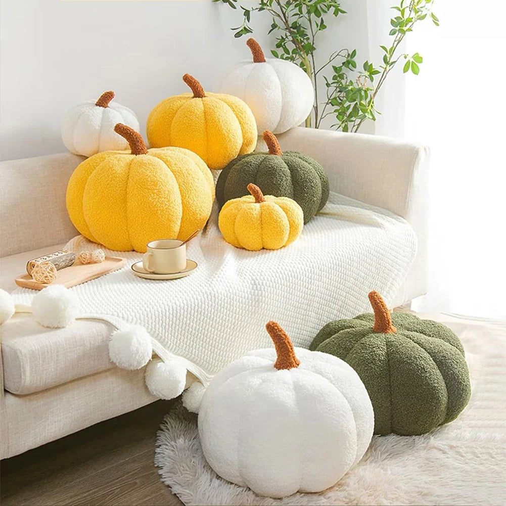 3D Pumpkin Throw Pillow Teddy Fleece Plush Halloween Pumpkin Cushion for Sofa, Kids & Home Decor