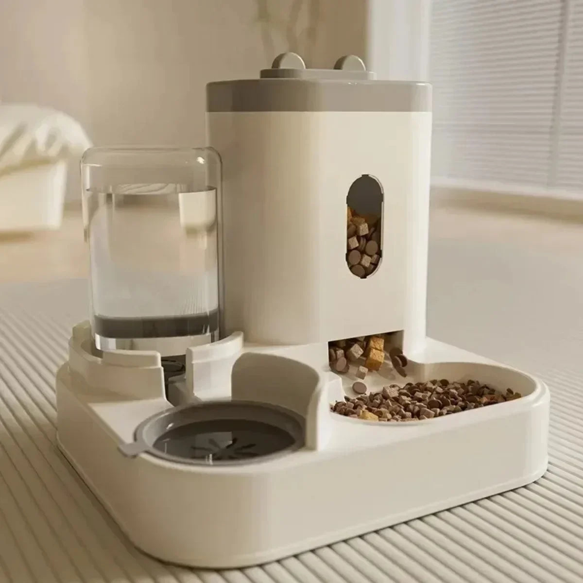 Automatic Non-Electric Pet Feeder with Water Fountain, Gravity-Fed Large-Capacity Dog & Cat Food Dispenser