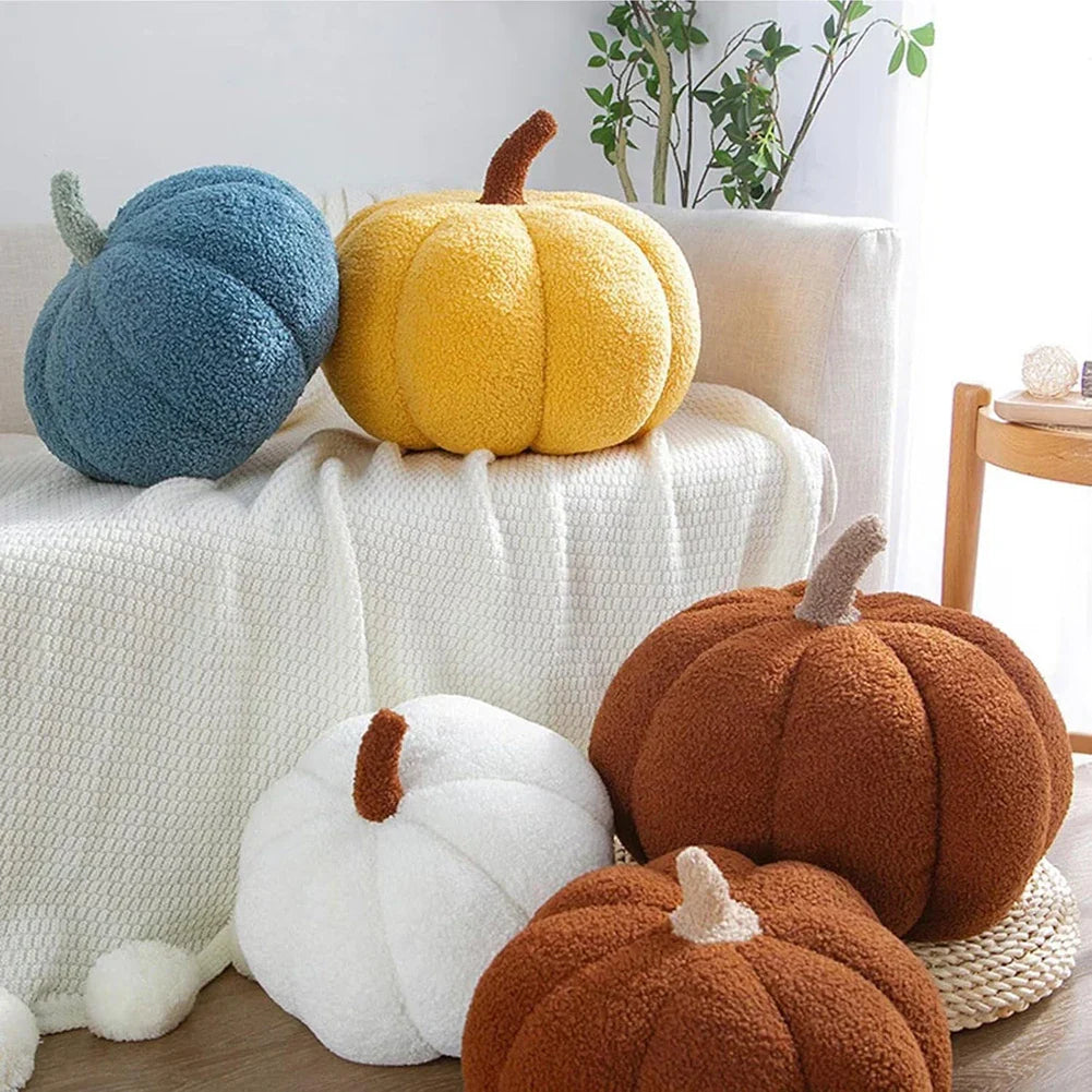 3D Pumpkin Throw Pillow Teddy Fleece Plush Halloween Pumpkin Cushion for Sofa, Kids & Home Decor