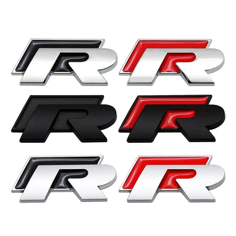 3D Metal R Logo Car Trunk Emblem Sticker Rear Body Badge for Golf Polo Jetta Beetle Passat Tiguan