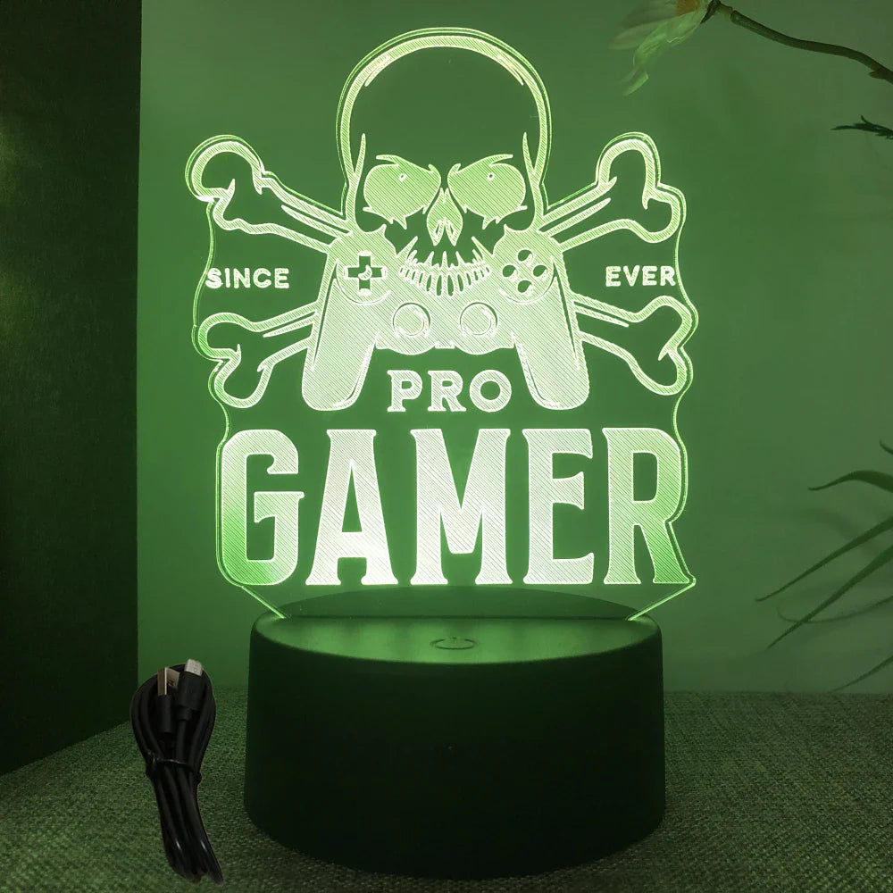 3D LED Neon Gamer Lamp - RGB Acrylic Night Light with Remote & Touch for Kids & Gaming Room