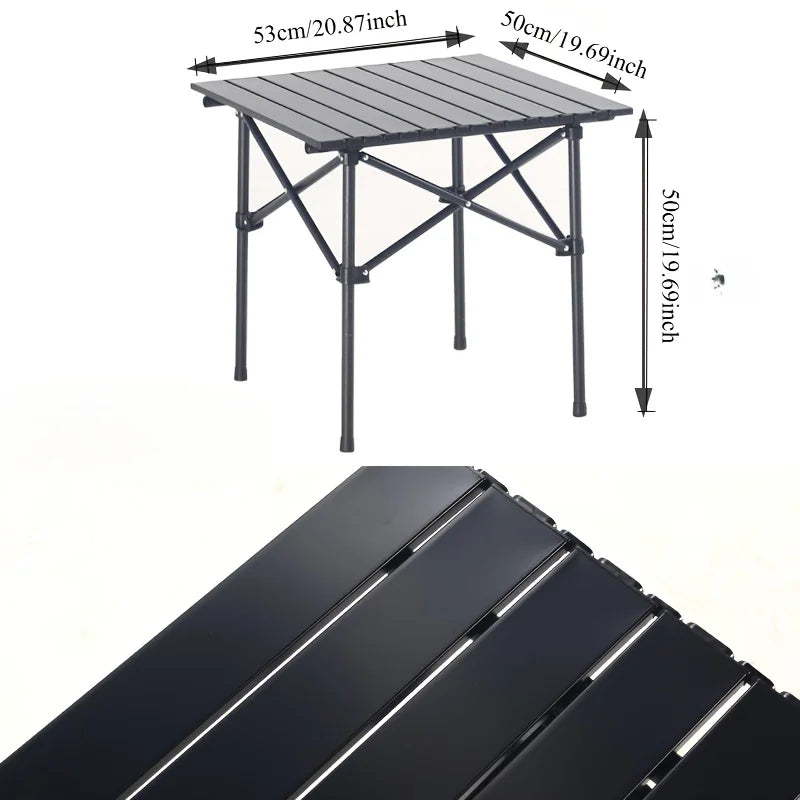 Portable Stainless Steel Folding Camping Table - Compact Thickened Outdoor BBQ Picnic Table