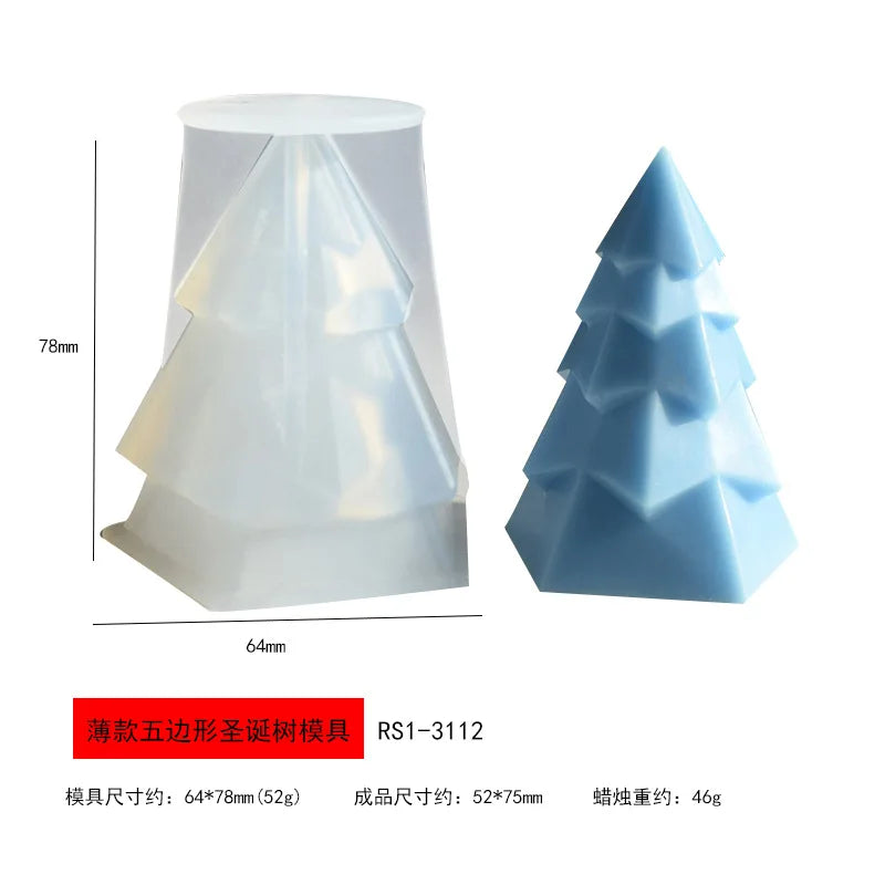 3D Christmas Tree Silicone Mold for Candle Making, Soap, Resin & Baking DIY Holiday Craft Kit