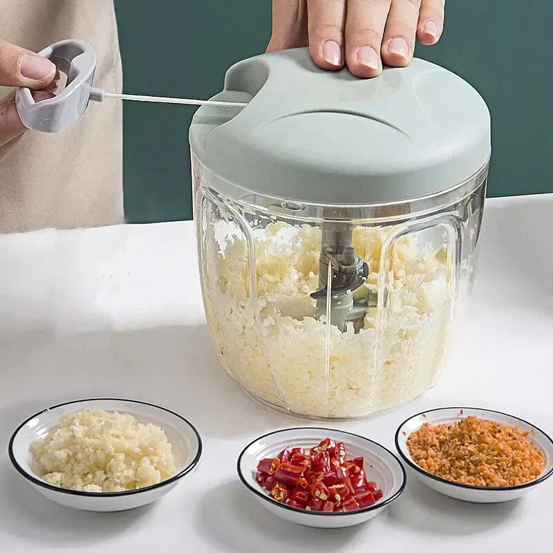 Manual Food Chopper 500ml (17 fl oz) / 900ml (30.4 fl oz) Hand-Pull Garlic Press & Meat Mincer — Vegetable Grinder Onion Cutter