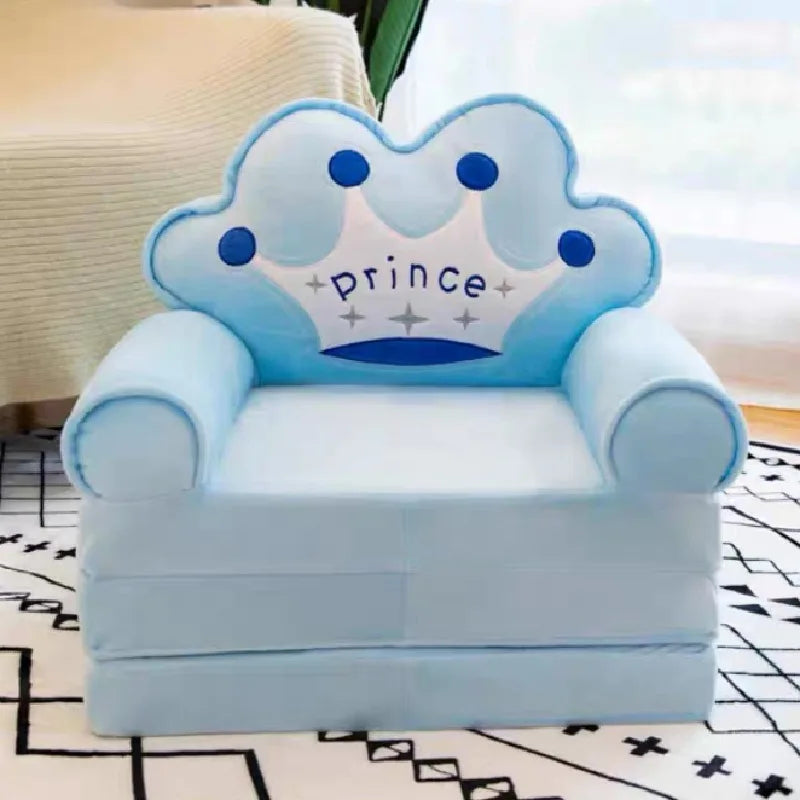 Foldable 3-Layer Plush Kids Sofa Chair Cartoon Baby Seat with Removable Cover