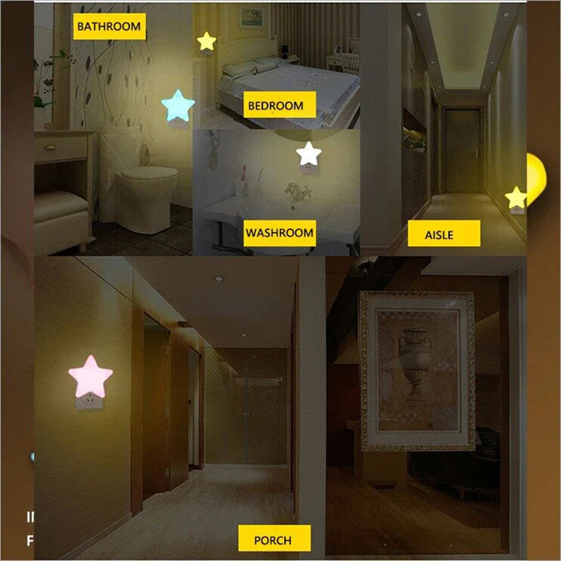 LED Star Night Light with EU/US Plug - Bedside Lamp for Bedroom, Nursery, Living Room & Corridor