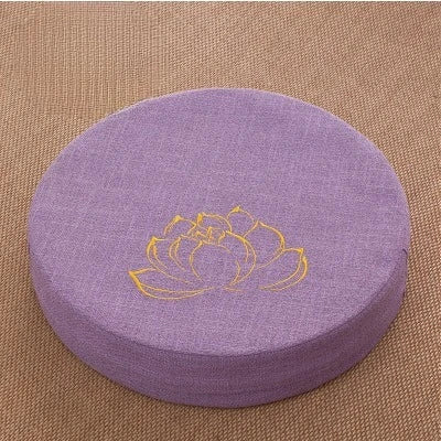 Round Linen Meditation Cushion 40 x 6 cm (16 x 2.4 in) - Firm Lotus Texture Floor Seat Pillow, Removable Washable Cover, Tatami Backrest