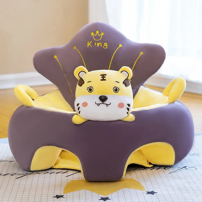 Plush Velvet Baby Sofa Seat Cover 50 x 50 x 40 cm (19.7 x 19.7 x 15.7 in) Learn-to-Sit Toddler Support Cover Cartoon Washable No Filling