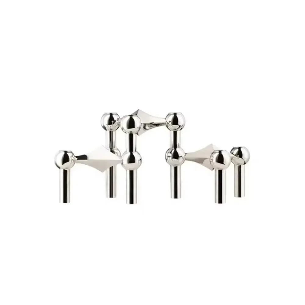 Nordic 3-Arm Metal Taper Candle Holder - Modern Vintage Candelabra for Skinny Stick Candles (Fits ≤1.2 cm / 0.47 in)