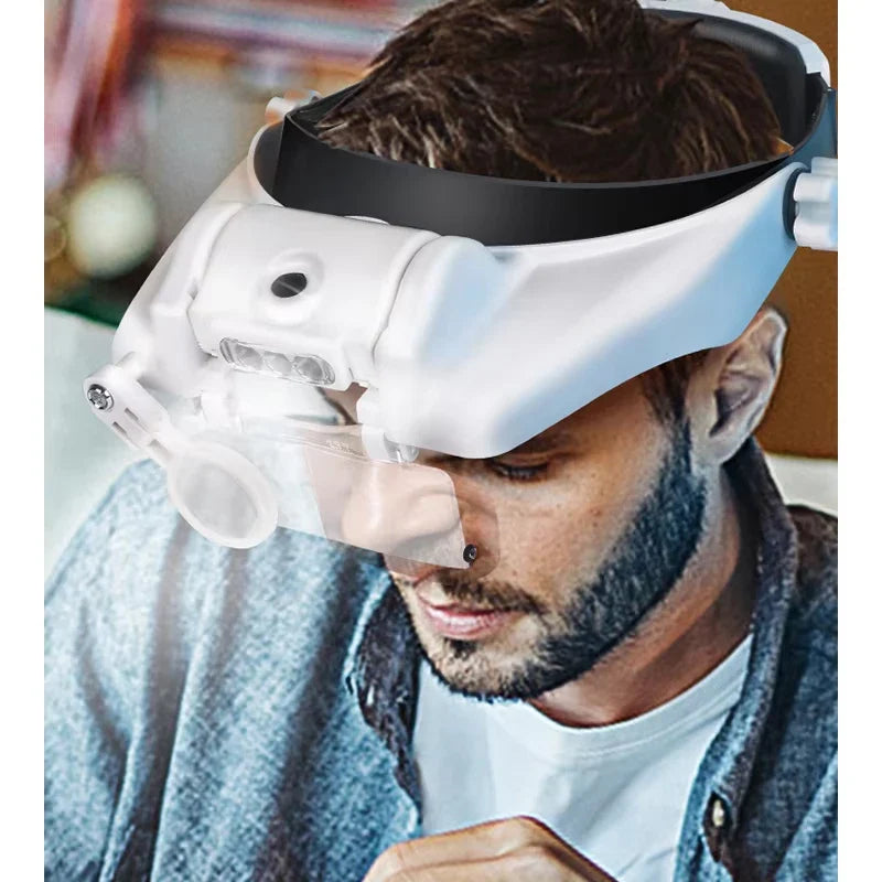LED Headband Magnifier 1.5x/2x/2.5x/3x/3.5x/8x Hands-Free Magnifying Glasses for Jewelry, Watch & Electronic Repair