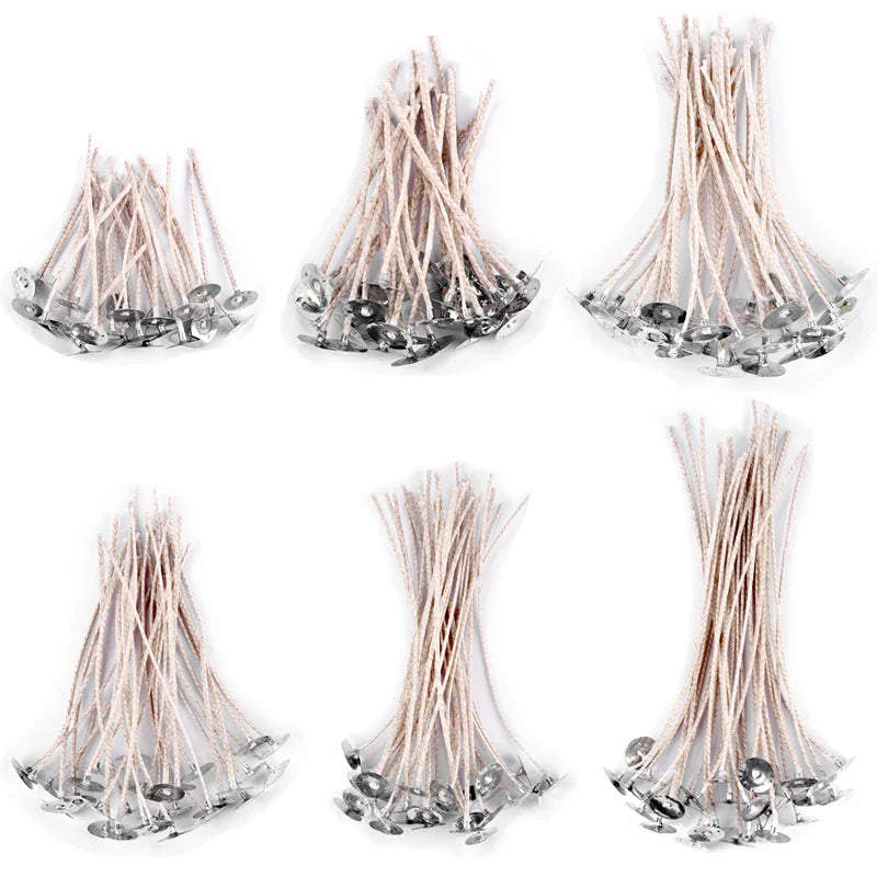 Smokeless Cotton Candle Wicks 30-Pack — 6–20 cm (2.4–7.9 in) Large-Base Woven Wicks for Soy Wax & Kerosene Lamps
