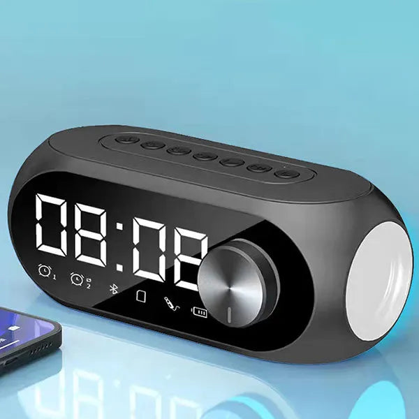 Portable Bluetooth Alarm Clock Speaker, FM Radio, TF Card & AUX, Mini Wireless Subwoofer Sound Box