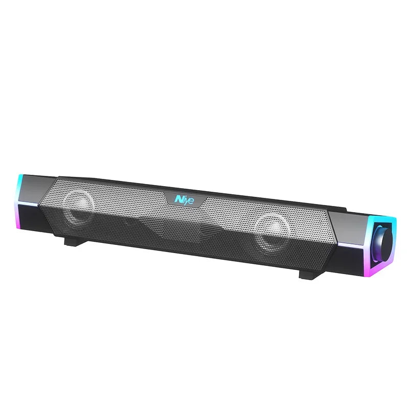4D Bluetooth Soundbar for Laptop & PC — USB-Powered 2.0 Stereo Surround with RGB Lights & Built-in Mic