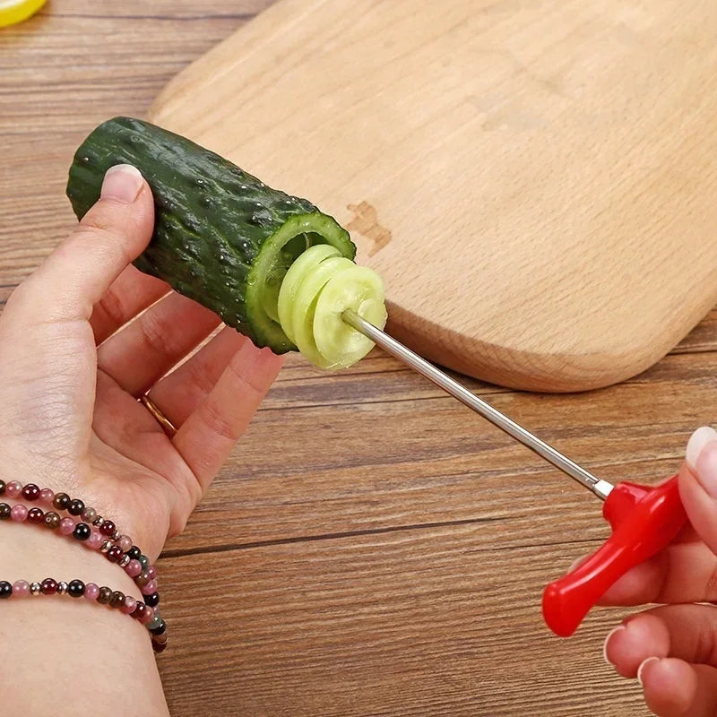 Handheld Vegetable Spiral Knife 1-Pack Stainless Steel Potato Carrot Cucumber Spiralizer Manual Veg Cutter