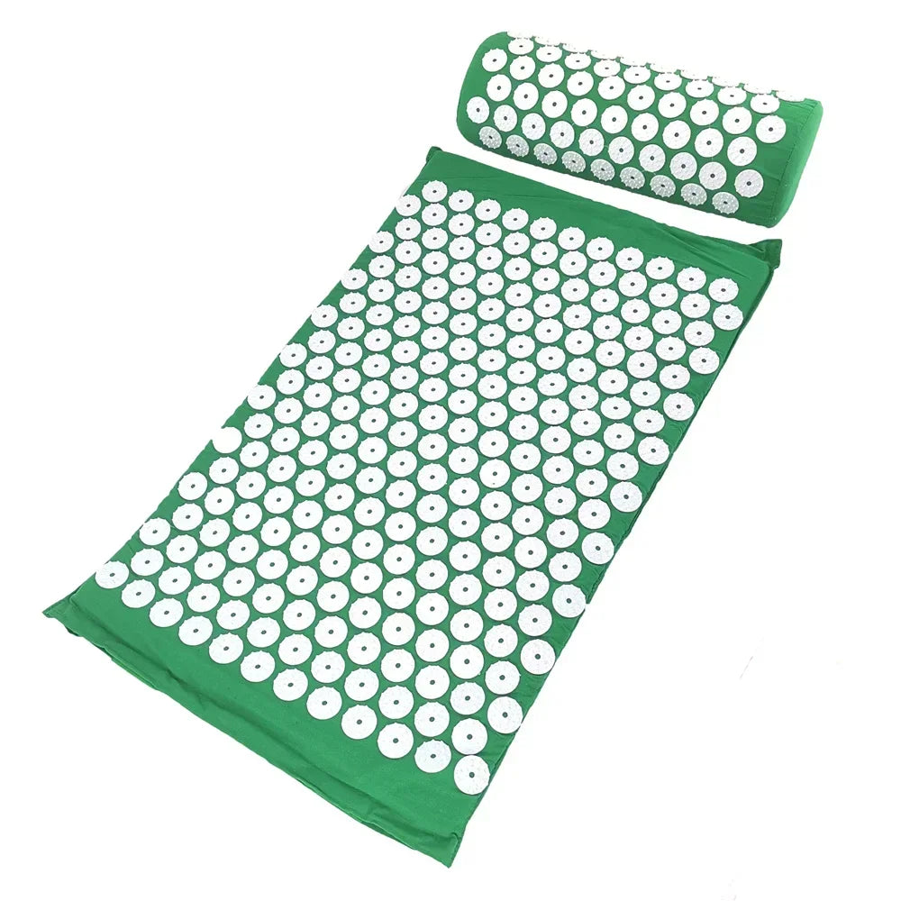 Acupressure Spike Mat & Pillow Set – 26 x 16 x 0.8 in (66 x 40 x 2 cm) Back & Neck Pain Relief Massage