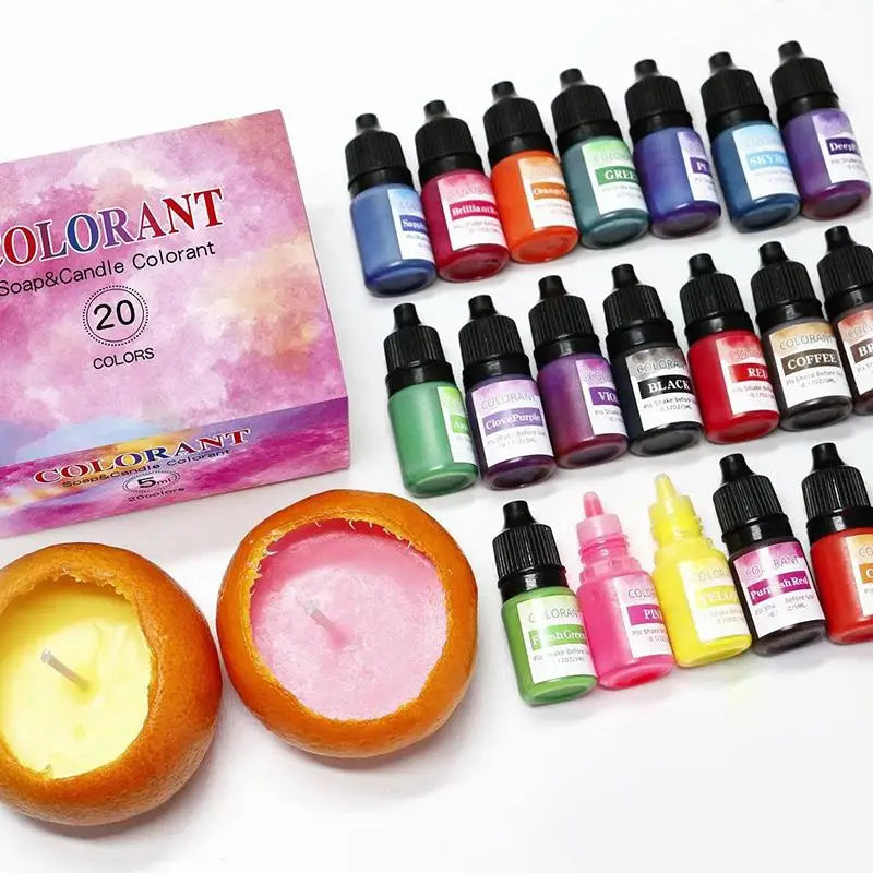 20/24-Color Candle & Soap Dye Set — Liquid Pigments for DIY Candle Making & Soy Wax Colorant