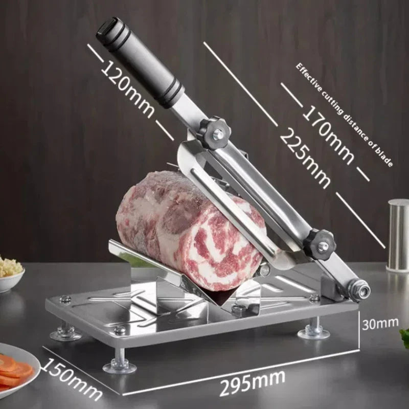 Adjustable Meat and Vegetable Slicer - Stainless Steel Frozen Meat Cutter for Pork Belly, Fruit & Vegetables