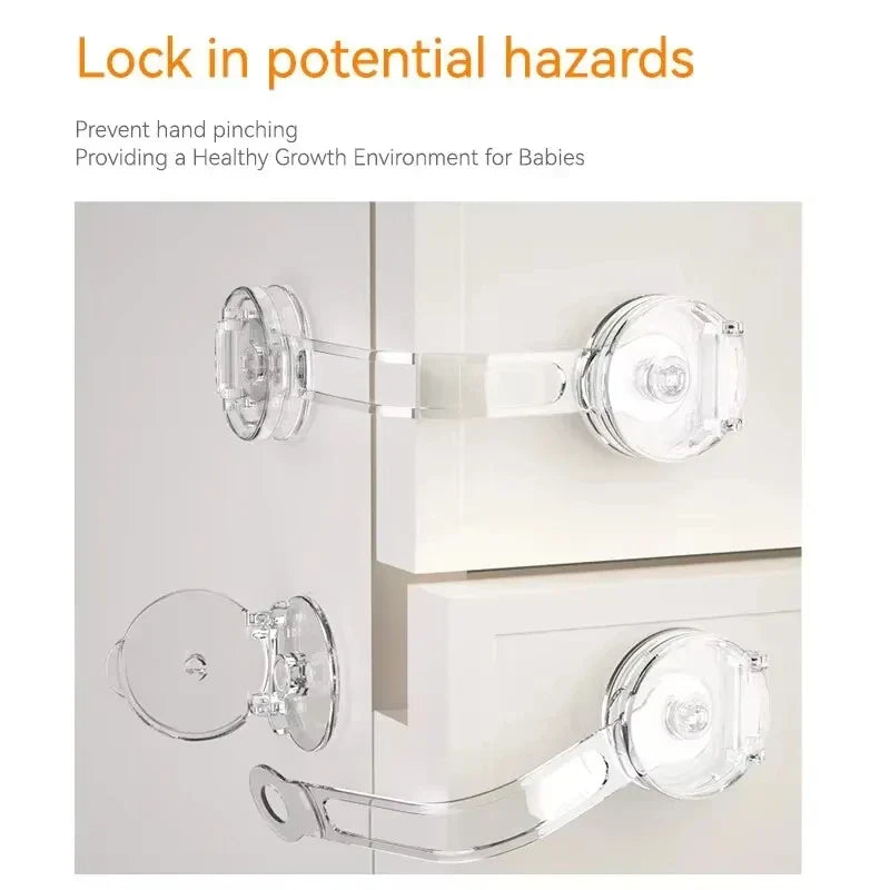 Child Safety Cabinet Locks (3–10 Pack) Transparent Soft Strap Anti-Opening Anti-Pinch