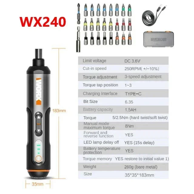 4V Mini Cordless Electric Screwdriver Set - USB Rechargeable Portable 30-Bit Kit for Home DIY