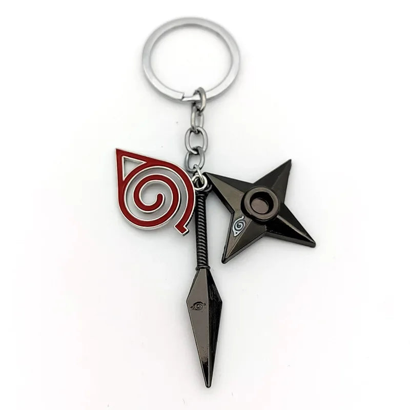 Anime Ninja Keychain Set: Kunai, Shuriken & Red Cloud Charms for Backpack, Car & Keys