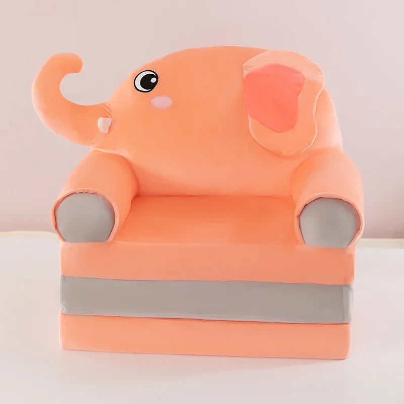 Foldable 3-Layer Plush Kids Sofa Chair Cartoon Baby Seat with Removable Cover