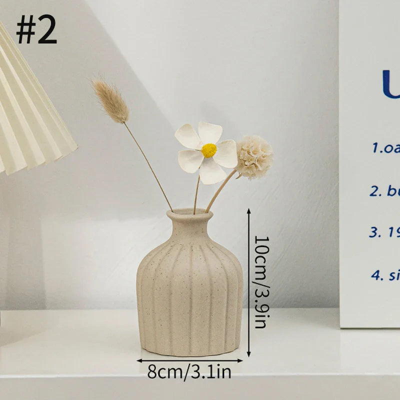 Ceramic Decorative Vase for Dried Flowers & Hydroponic Plants, Modern Table Ornament for Living Room Bedroom Office