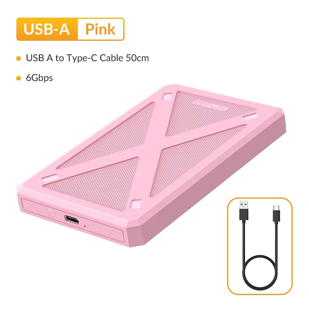 2.5-Inch SATA SSD/HDD Enclosure USB-C USB 3.1 6Gbps Fits 7–9mm (0.28–0.35 in) Drives