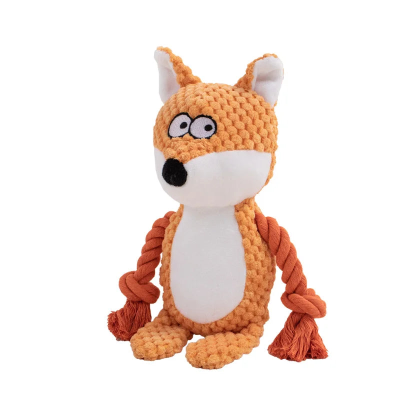 Indestructible Plush Squeaky Dog Chew Toy - Bite-Resistant Puppy Rattle for Small & Medium Dogs (7.5 x 3 in / 19 x 8 cm) - Assorted Animal Designs