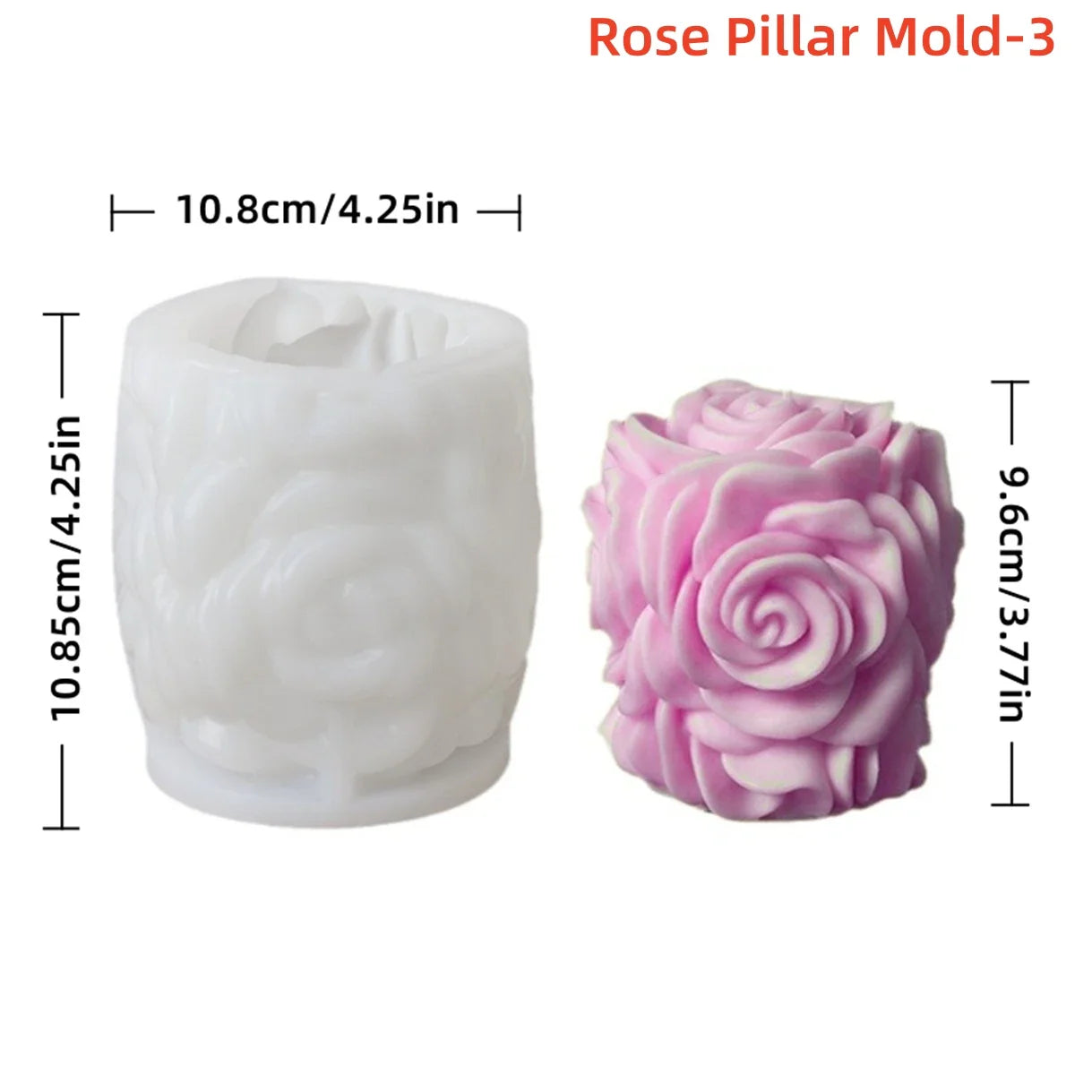 3D Rose Pillar Silicone Candle Mold – Geometric Flower Column for DIY Candles, Soap & Plaster Crafts