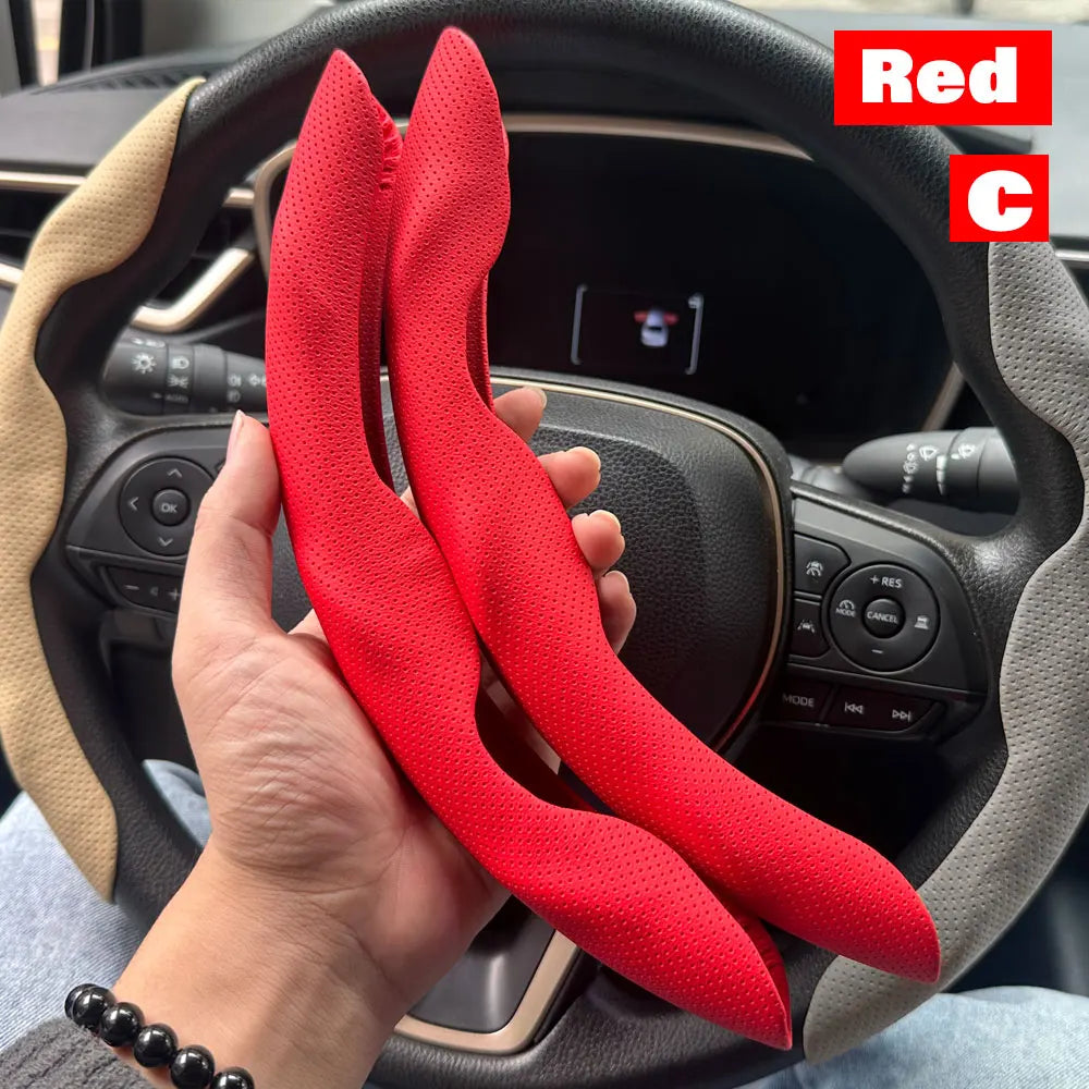 2-Pack Carbon Fiber Silicone Steering Wheel Covers 38 cm (15 in) Anti-Slip Universal Car Interior