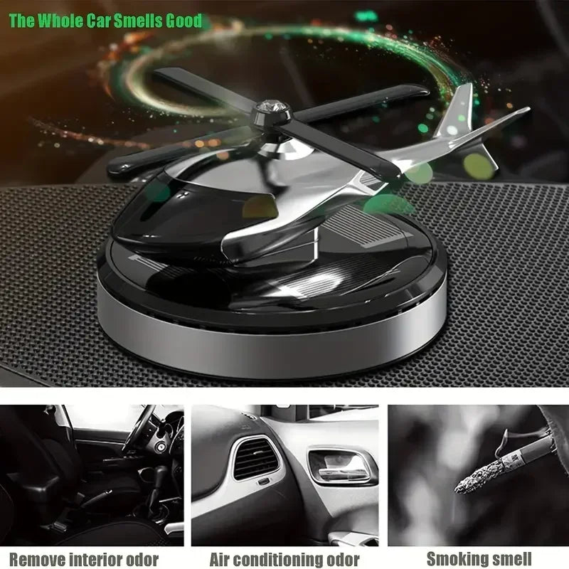 Solar Helicopter Propeller Car Air Freshener Decorative Aromatherapy Diffuser for Car Interior