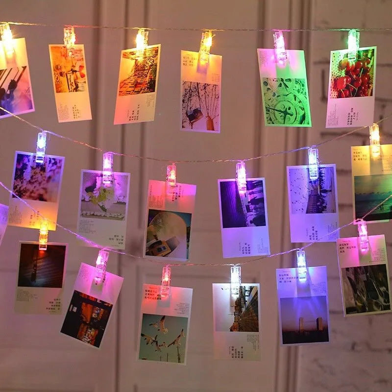 3M (9.8 ft) 20-LED Photo Clip Fairy String Lights - Battery-Operated Card Holder Garland for Christmas & Weddings