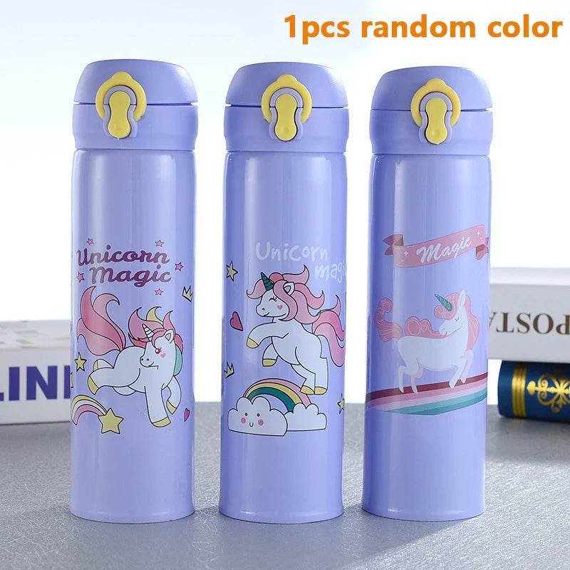 Unicorn Stainless Steel Insulated Thermos Bottle 500ml (16.9 fl oz) – Kids Bouncing Lid Water Bottle for Girls, Portable Travel Mug