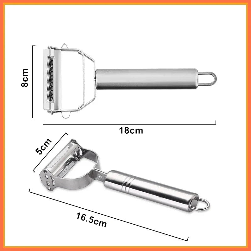 Stainless Steel Double-Head Vegetable Peeler - Multi-Function Fruit & Melon Peeler