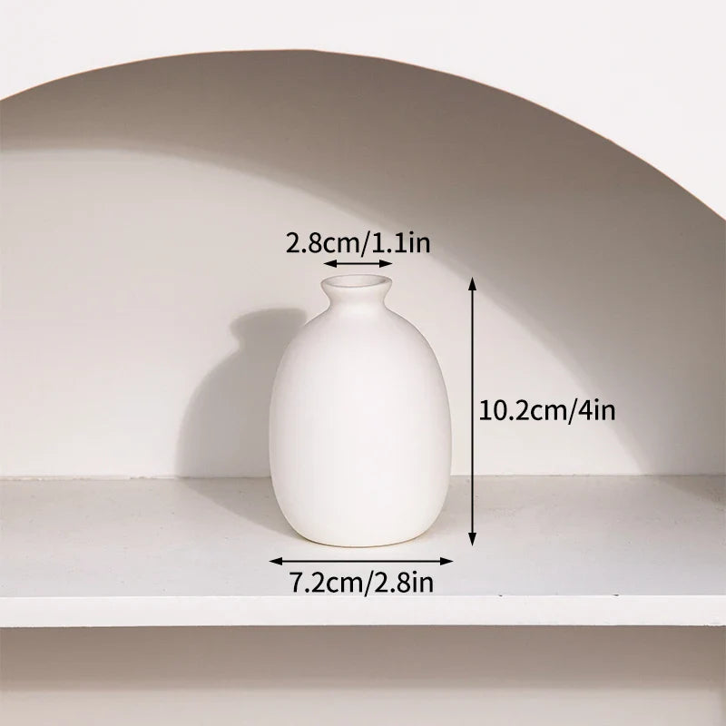 White Ceramic Bud Vase Nordic Matte Decorative Vase for Home Living Room Tabletop Flower Arrangements Photo Props