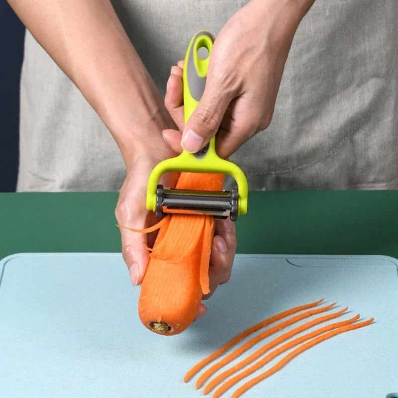 3-in-1 Rotary Vegetable Peeler Julienne Slicer and Grater for Carrot Potato Fruit Kitchen Tool