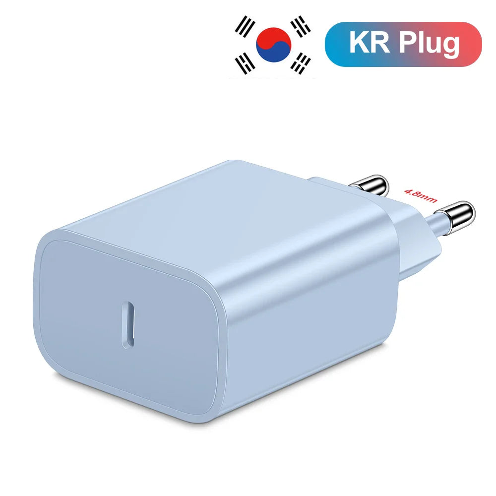 20W USB-C PD Fast Charger with USB-C Cable — 1-Port Wall Adapter for iPhone 15, Samsung S23 Ultra, Xiaomi Redmi Note 12