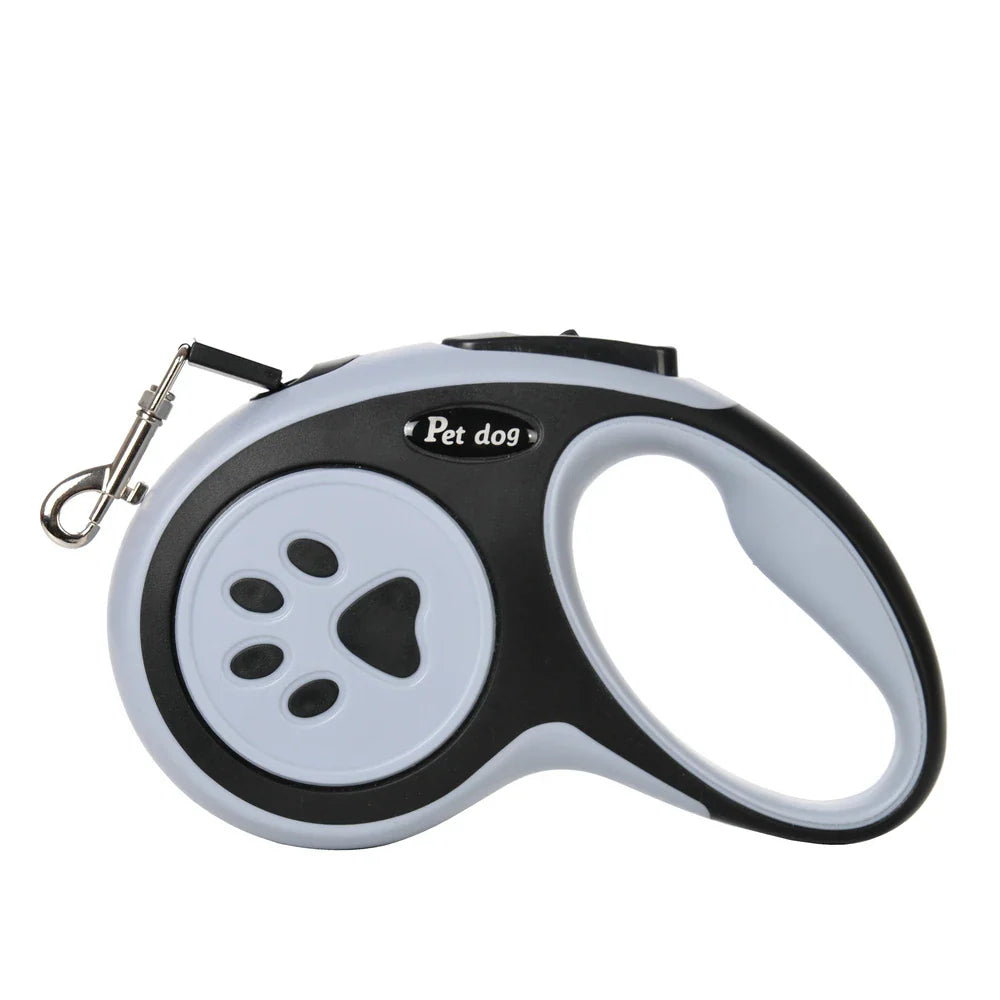 Retractable Dog Leash 3m/5m (9.8ft/16.4ft) Nylon Rope with Quick-Release ABS Case and Paw Print Keychain