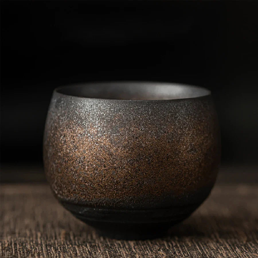 Japanese-Style Handmade Rough Pottery Tea Cup Ceramic Kung Fu Single Cup Antique Style Gift