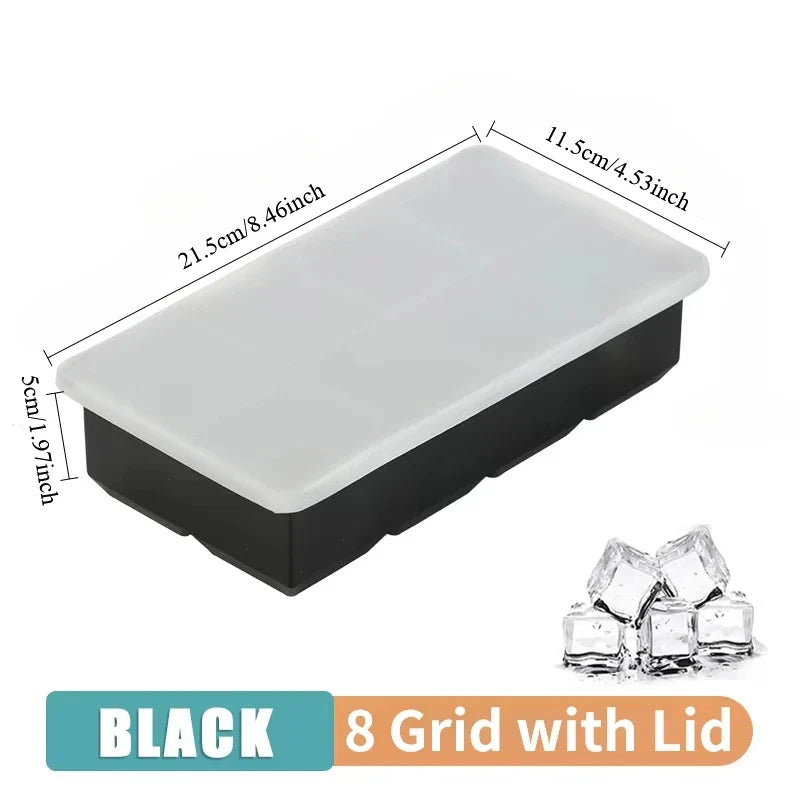 Silicone Ice Ball Maker Tray – 4/6/8-Grid Ice Mold for Cocktails, Chocolate & Jelly – Food-Grade Dishwasher-Safe