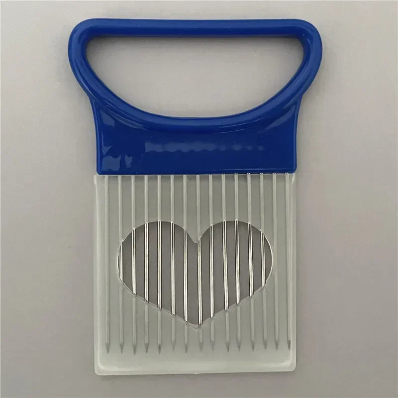 Colorful Onion Slicer with Stainless Steel Holder – Easy Vegetable & Potato Chopper