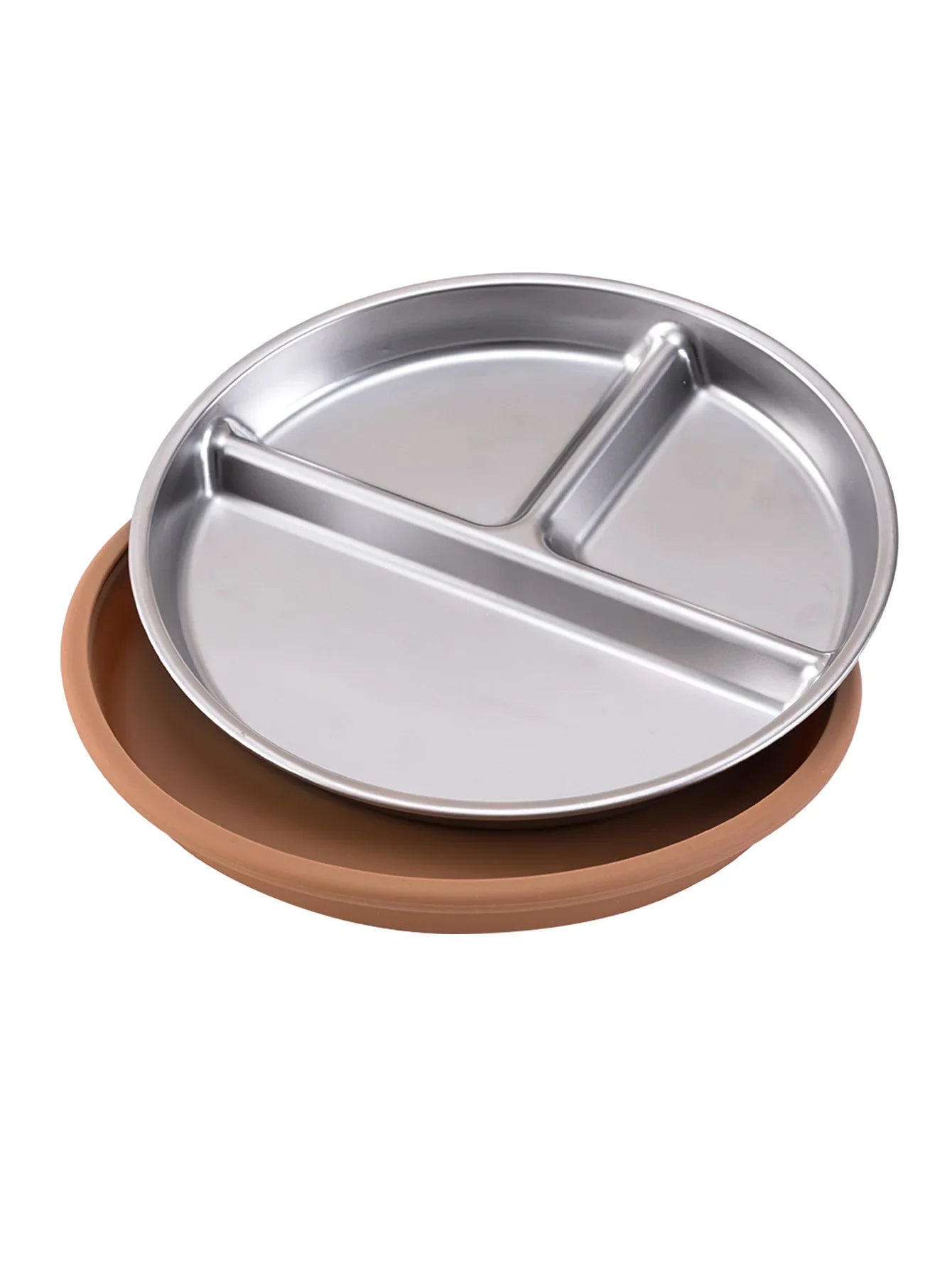 Stainless Steel Baby Plate with Detachable Suction Silicone Tray – Food-Grade Non-Slip Feeding Bowl for Infants & Toddlers