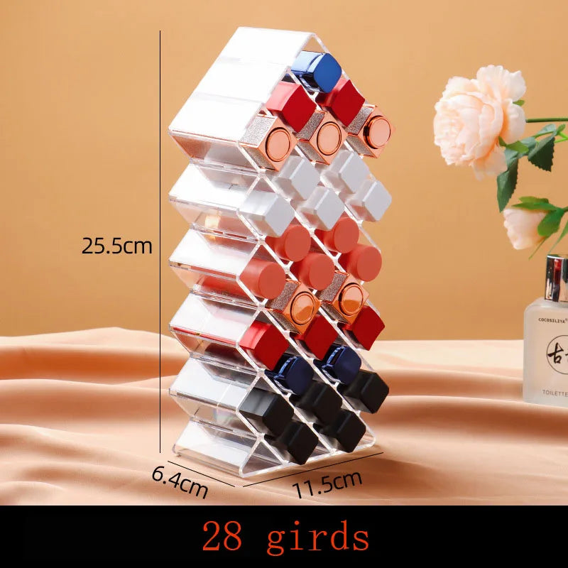 Clear Acrylic Makeup Brush Organizer – Transparent Cosmetic Holder for Lipstick, Brushes & Makeup Tools