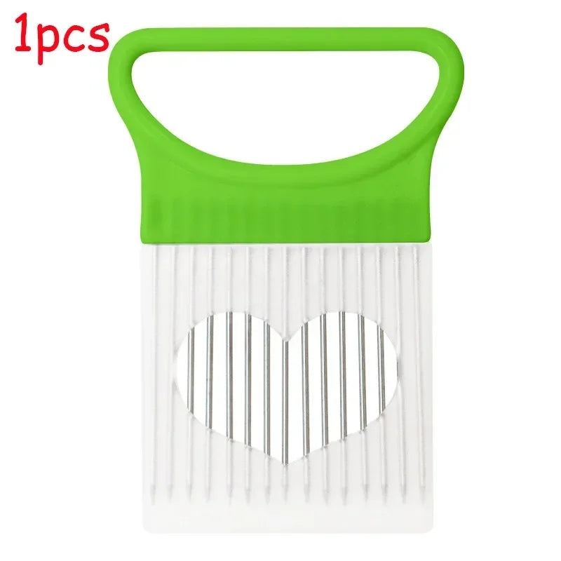 Colorful Onion Slicer & Holder - Stainless Steel Potato Chip Style Vegetable Slicer (1/2/3/4-Pack)