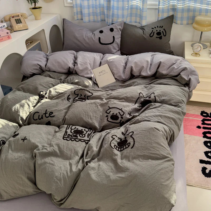 Brown Striped Bedding Set - Duvet Cover, Flat Sheet & Pillowcases (Single/Twin/Full/Queen)
