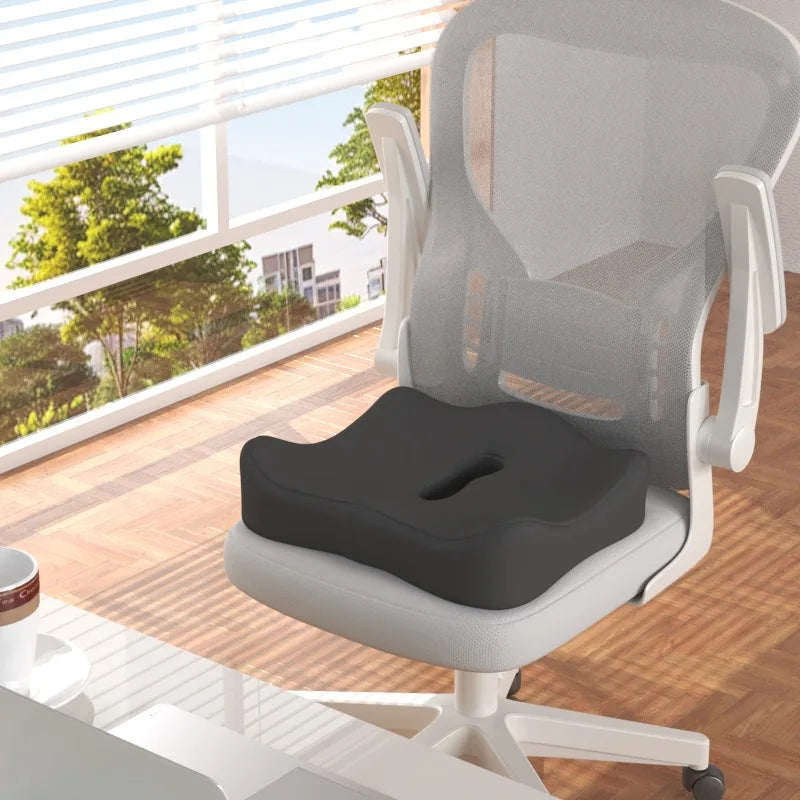 Memory Foam Seat Cushion with Removable Cover and Anti-Slip Base — Dining Chair Pad with Massage Support