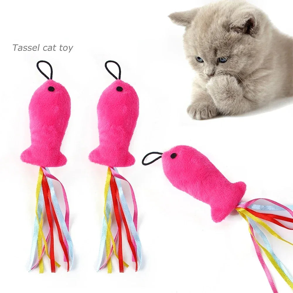 Interactive Cat Feather Toy Refill Kit – Feather Birds, Faux Worm & Foam Ball with Bell for Kittens