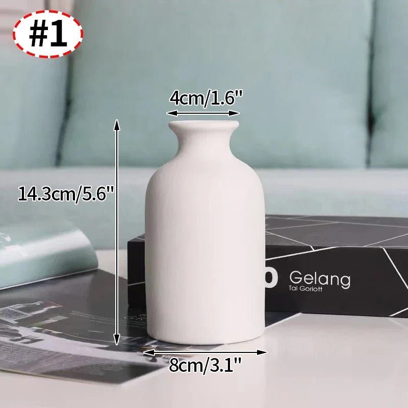 Ceramic Decorative Vase for Dried Flowers & Hydroponic Plants, Modern Table Ornament for Living Room Bedroom Office
