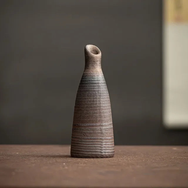 Handmade Antique Ceramic Vases - Modern Minimalist Tabletop Vase for Living Room, Shelf & Mantel