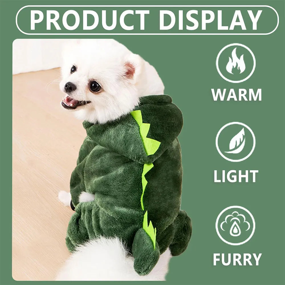 Dinosaur Cotton Pet Pullover – Cute Soft Sweater for Small Dogs & Cats, Autumn Winter Puppy Kitten Clothing